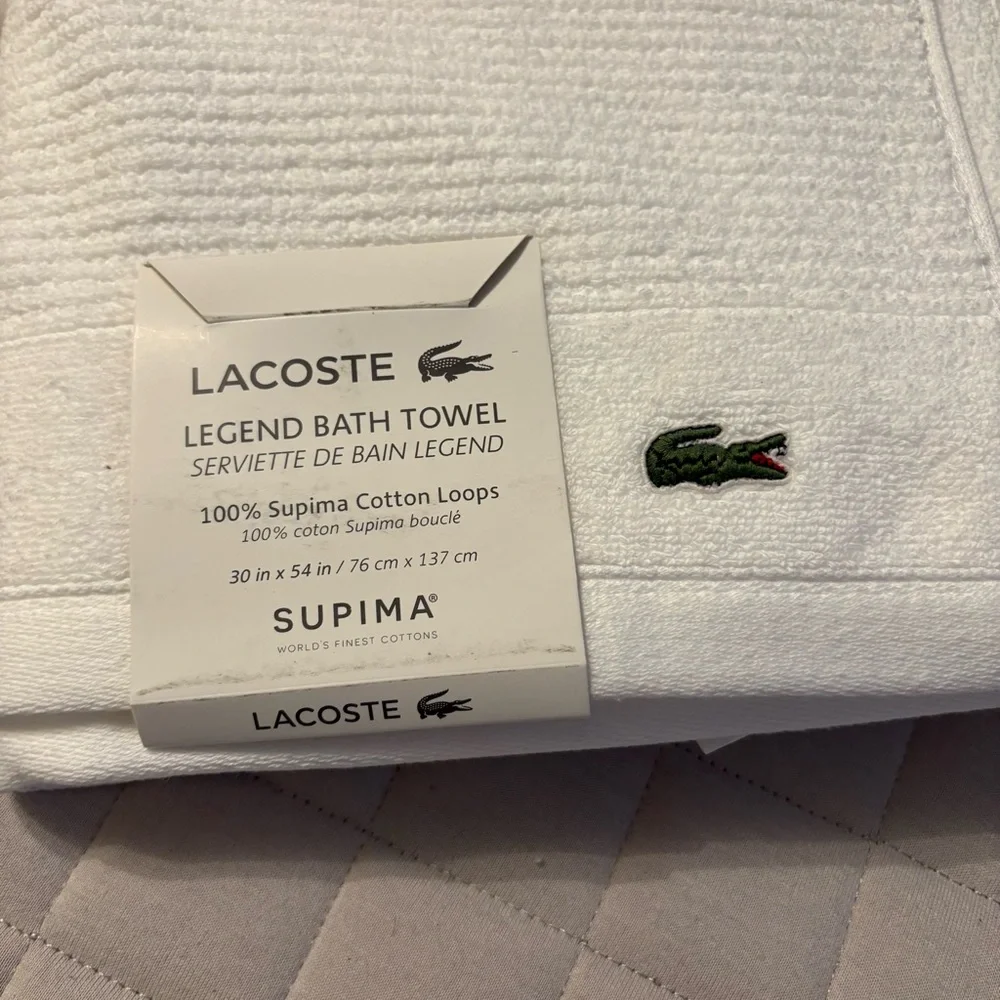 Lacoste Supima Cotton White Bath Towel